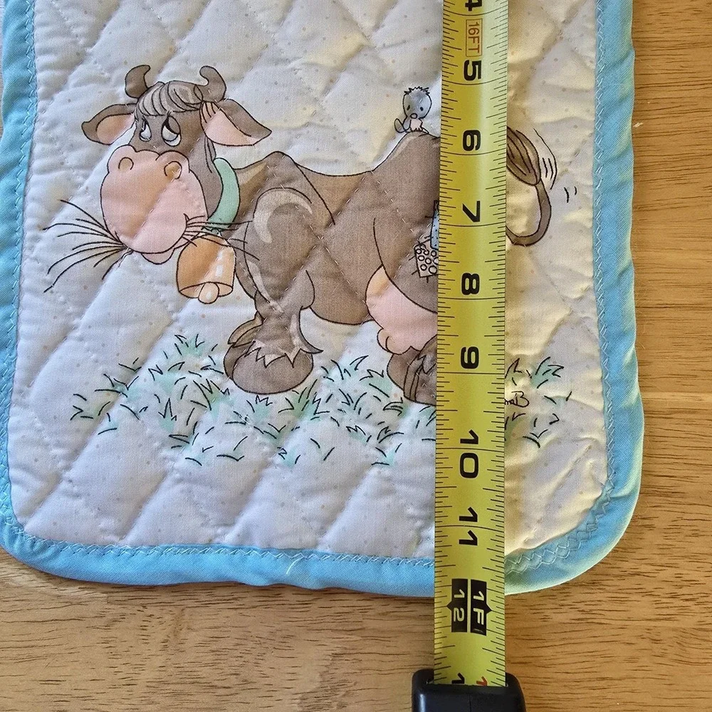 Baby Bib Cow‎ Quilted Cotton, Precious Moments Fabric Vintage